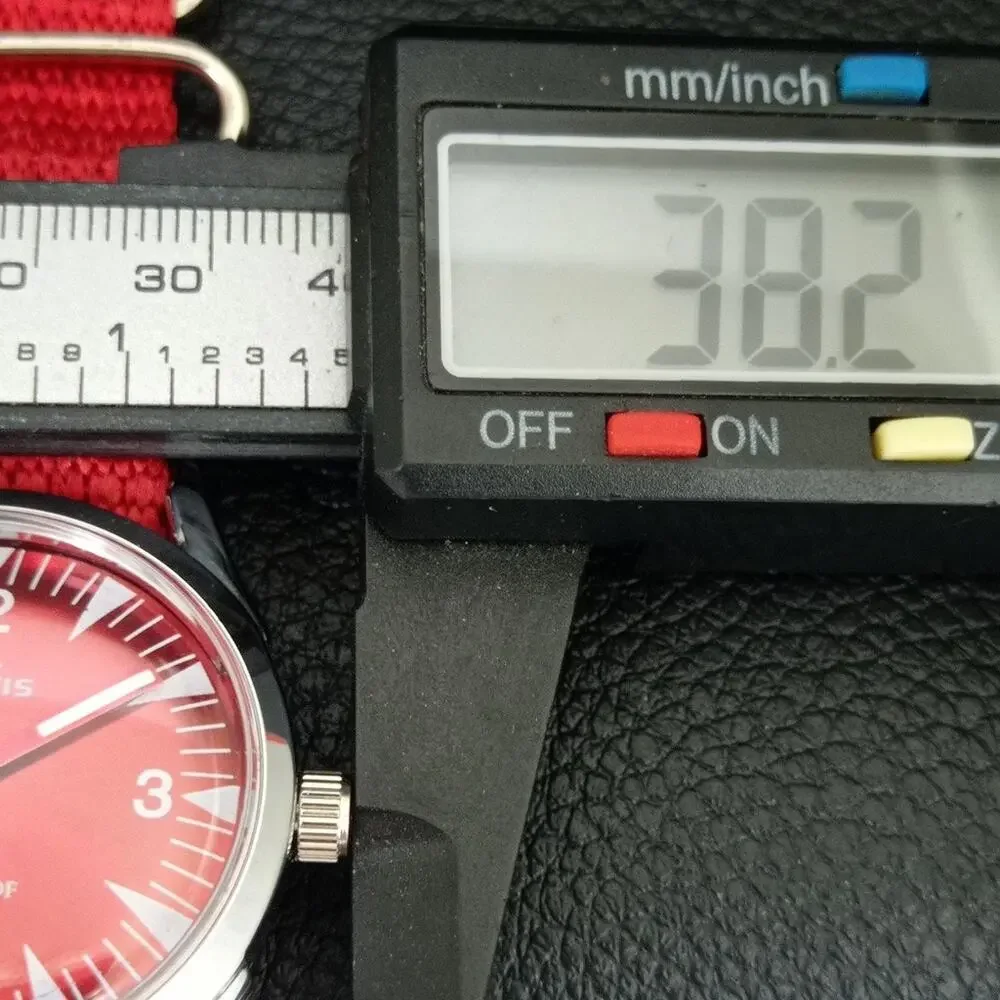 Vintage 1973 Fortis Manual Mens Silver Watch W/Nato Strap & Red accents